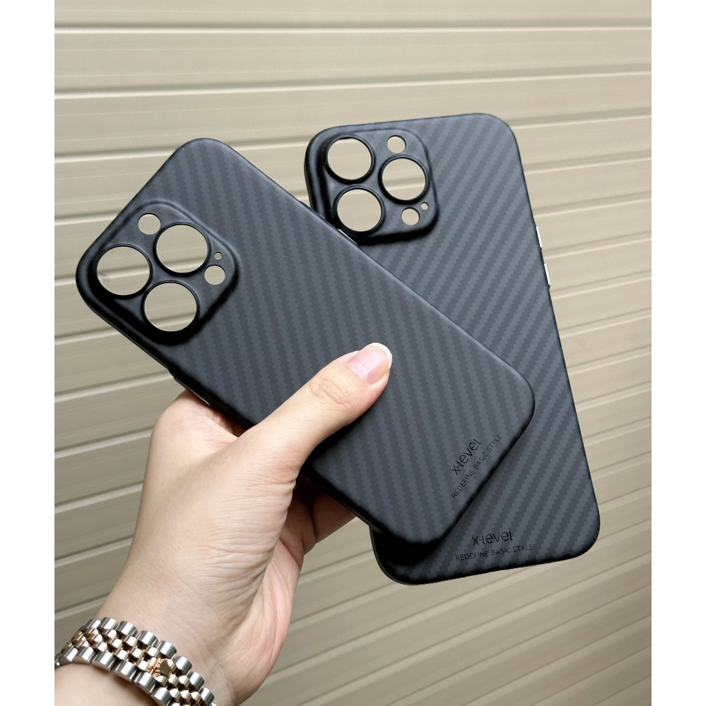 X-Level Fiber Case สําหรับ iPhone 17 Pro max 17 Air 16 Pro 15 Plus 14 13 12 รูปแบบคาร์บอน