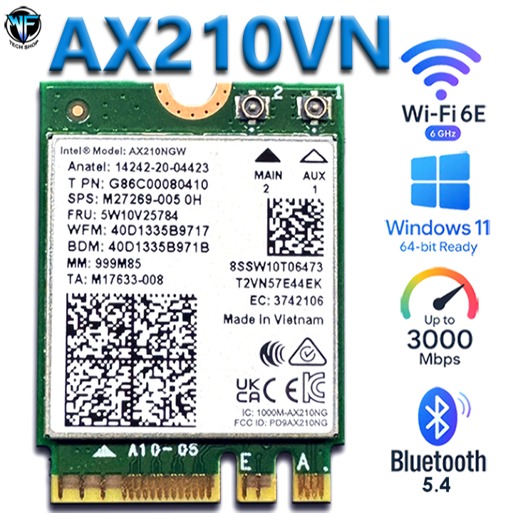 Intel AX210 NGW WiFi 6E Bluetooth 5.4 การ์ด WiFi | ของแท้ รุ่นพรีเมี่ยม (รุ่นใหม่ล่าสุด 33-008)