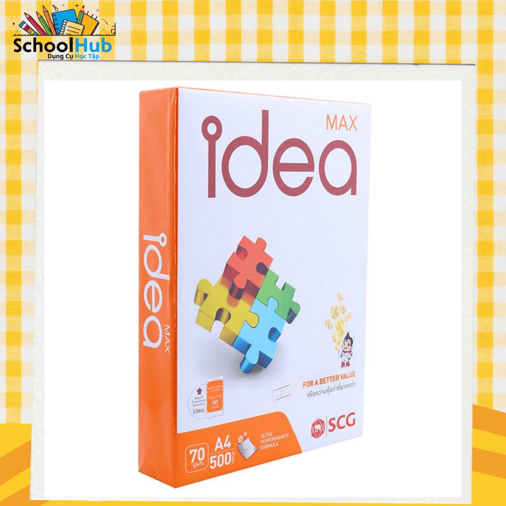 (1 Ream) กระดาษพิมพ์ IDEA A4 70แกรม/80แกรม 500แผ่น