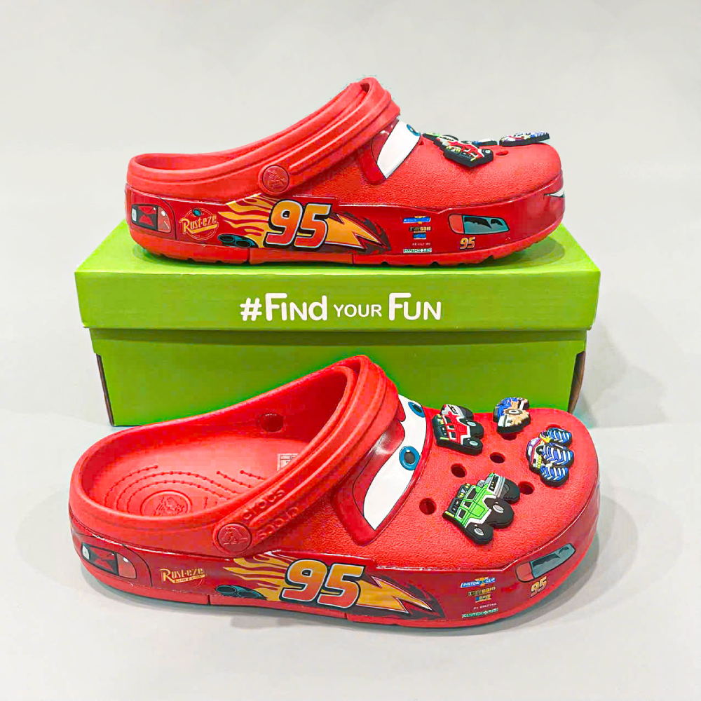 รองเท้าแตะ McQueen สําหรับผู้ชายและผู้หญิงระดับไฮเอนด์, รองเท้าแตะในรถยนต์สีแดงสําหรับ unisex, ชุดเส
