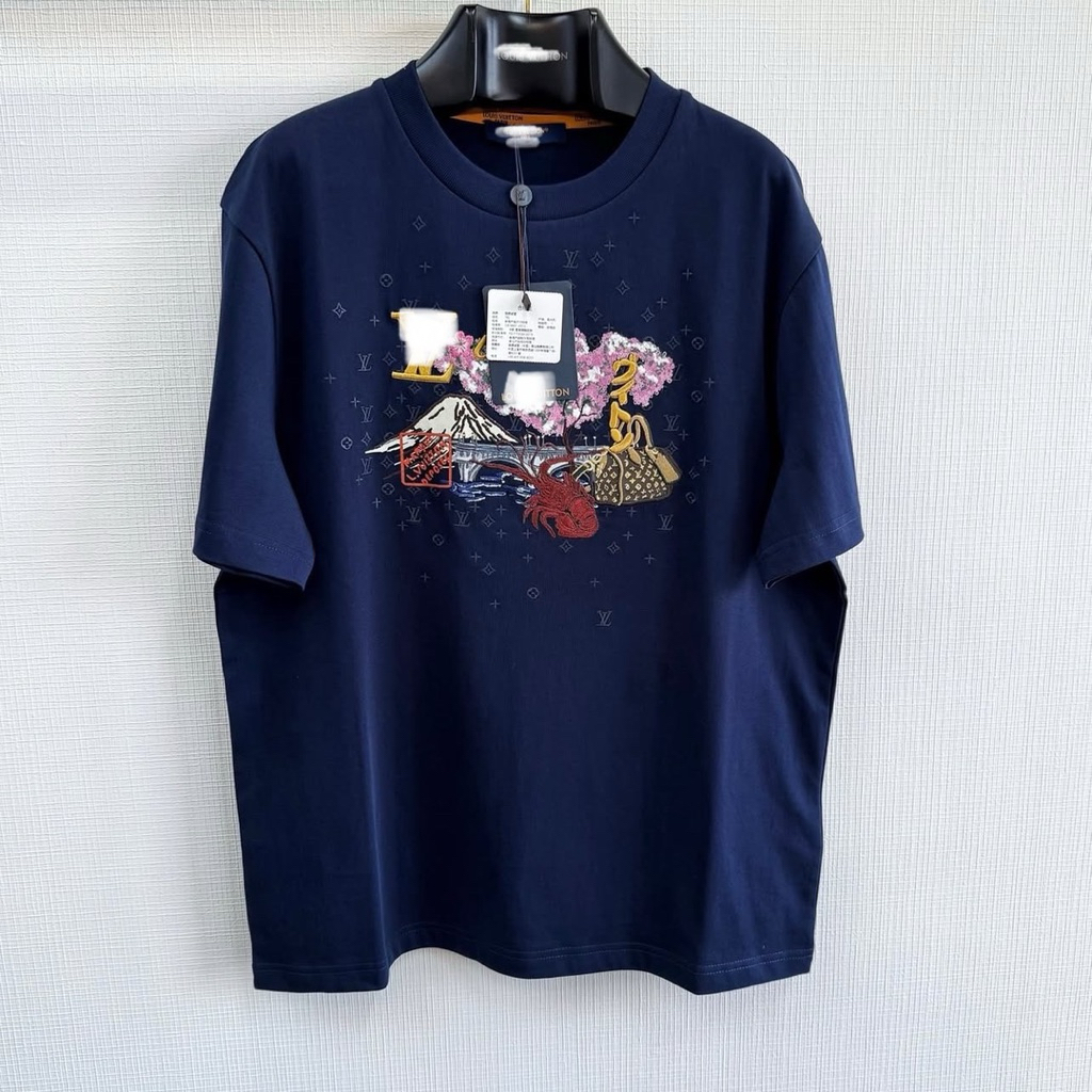 ️[คุณภาพสูง] - เสื้อยืดสีกรมท่าพร้อมผ้าฝ้ายปัก T/Hump Cotton Form Over สําหรับผู้ชายและผู้หญิง - รุ่