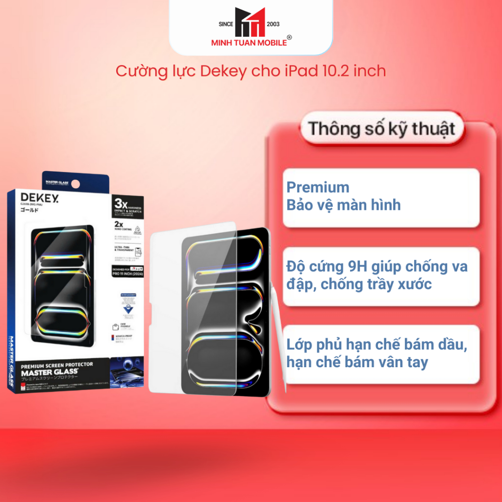 กระจกนิรภัย Dekey สําหรับ iPad Gen 9 Master Glass Premium
