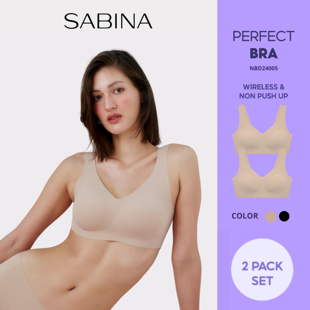 Combo 2 เสื้อชั้นในไร้รอยต่อพร้อมโฟมแบบถอดได้บางสีทึบ Perfect Bra โดย Sabina NBD24005 (คล้ายกับ SBXK