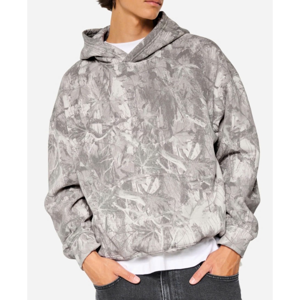 เสื้อฮู้ด Hollister Boxy. ผ้าสักหลาดผ้าฝ้าย