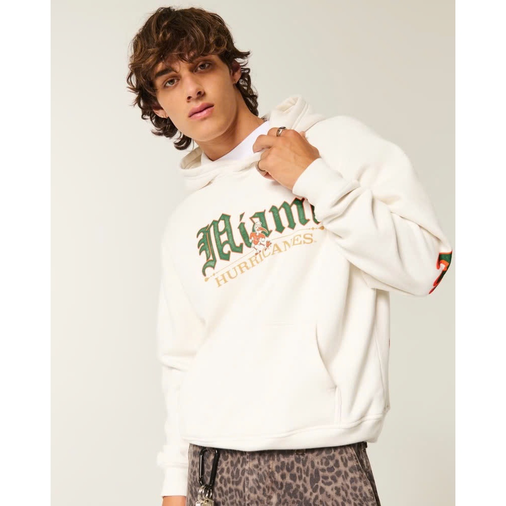 เสื้อฮู้ด Hollister Boxy. ผ้าสักหลาดผ้าฝ้าย