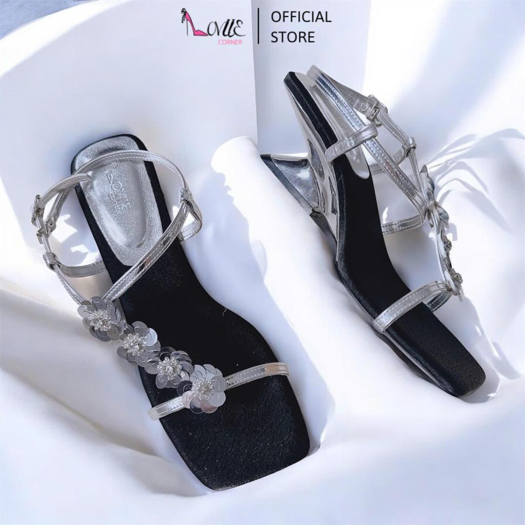 LOVIECORNER - SQUARE TOE FASHION HIGH HEEL SHOES - รองเท้าแตะฮีลสูงพร้อมดอกไม้ 5 SEGMENT HIGH WAIST 