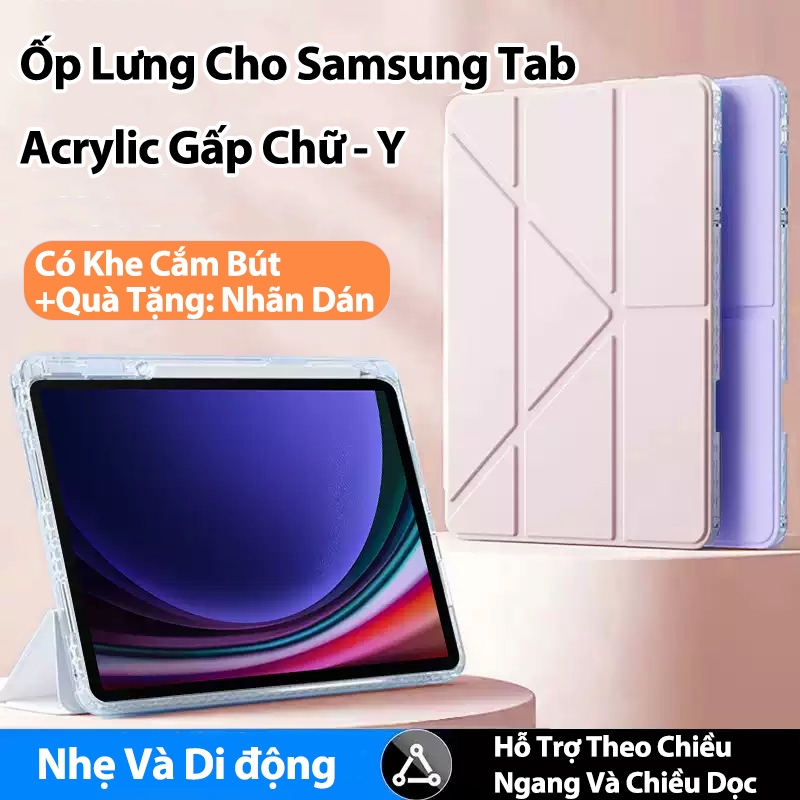 ซองหนังอะคริลิคสําหรับ Samsung Galaxy Tab S10 S9 FE S6 Lite Y-รูปพับกรณีแท็บเล็ตสําหรับ Samsung Tab 