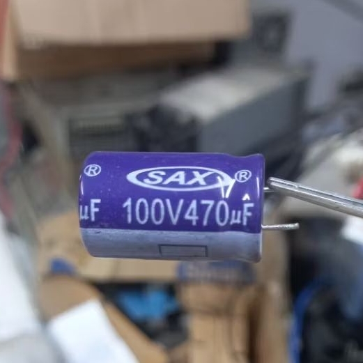 คาปาซิเตอร์ 470uf 100V สีม่วง(16x25)มม