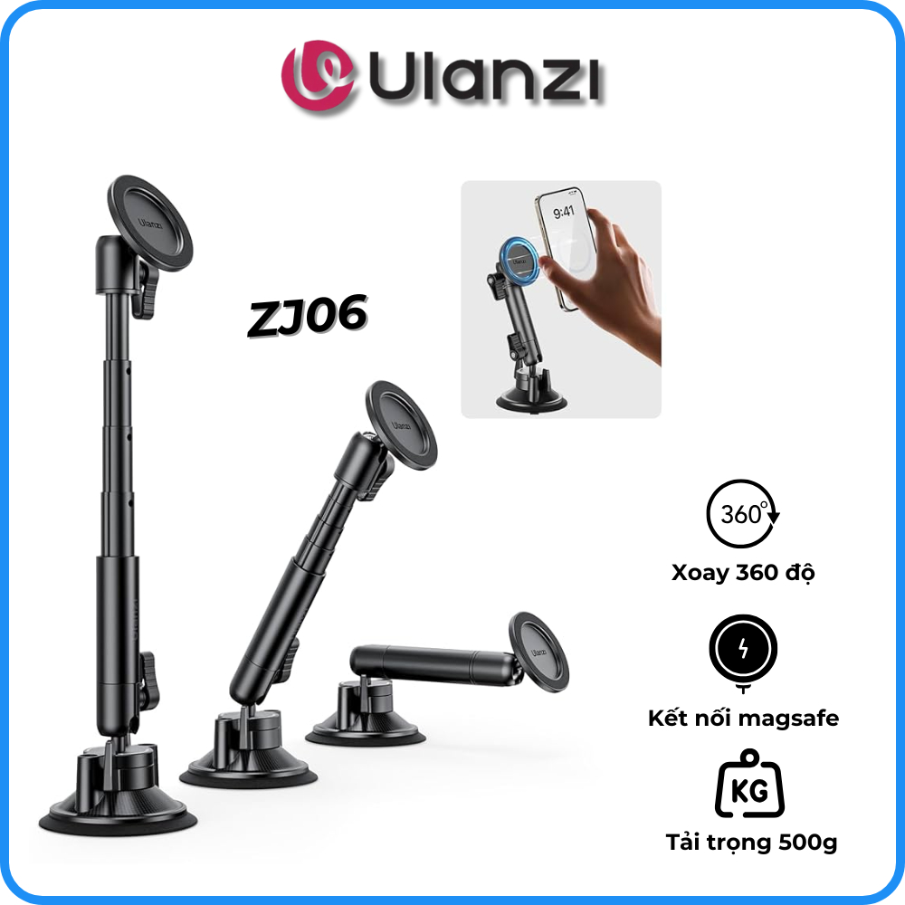 ULANZI ZJ06 - ที่วางโทรศัพท์แบบถ้วยหน้าต่างในรถยนต์