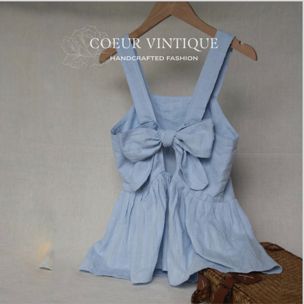 เสื้อเว้าหลัง Coeur สีฟ้า
