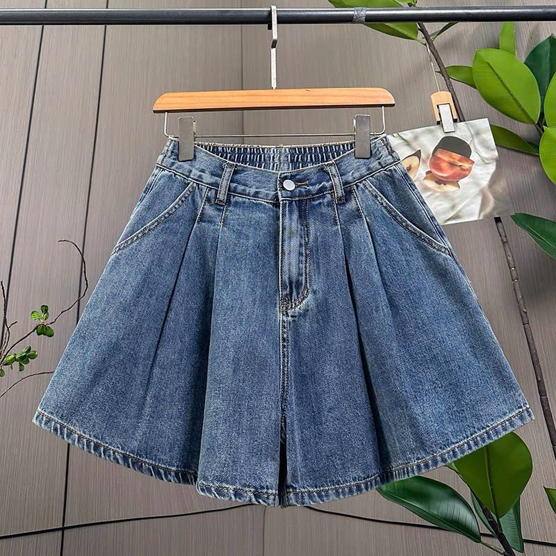 ONEFA กางเกงยีนส์ขาสั้นเอวสูงจับจีบกระชับสัดส่วน สวมใส่ง่าย อ่อนเยาว์ คอนซีลเลอร์ ไซส์ S-3XL [QJF028