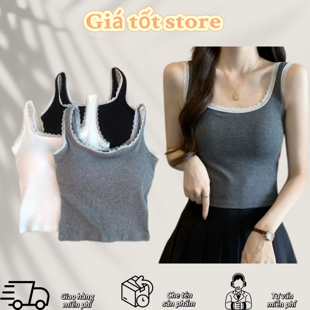 2-String Bra (สายรัดขนาดใหญ่) Square Lace Collar Coton Bra พร้อมแผ่นโฟม 3 สีพื้นฐานสําหรับสาวรหัส 81