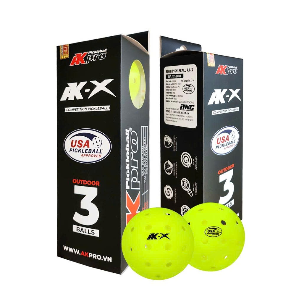 กล่อง 3 ลูก AKpro Pickleball AK-X - มาตรฐาน USAP
