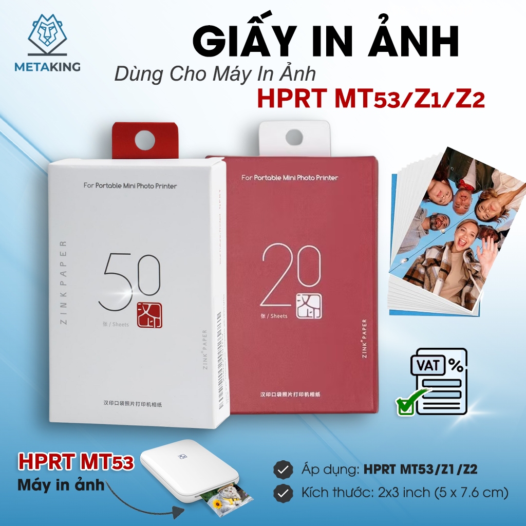 HPRT กระดาษภาพถ่ายความร้อน 2x3 นิ้วเข้ากันได้กับกล้อง MT53/Z1/Z2 - HCM Express