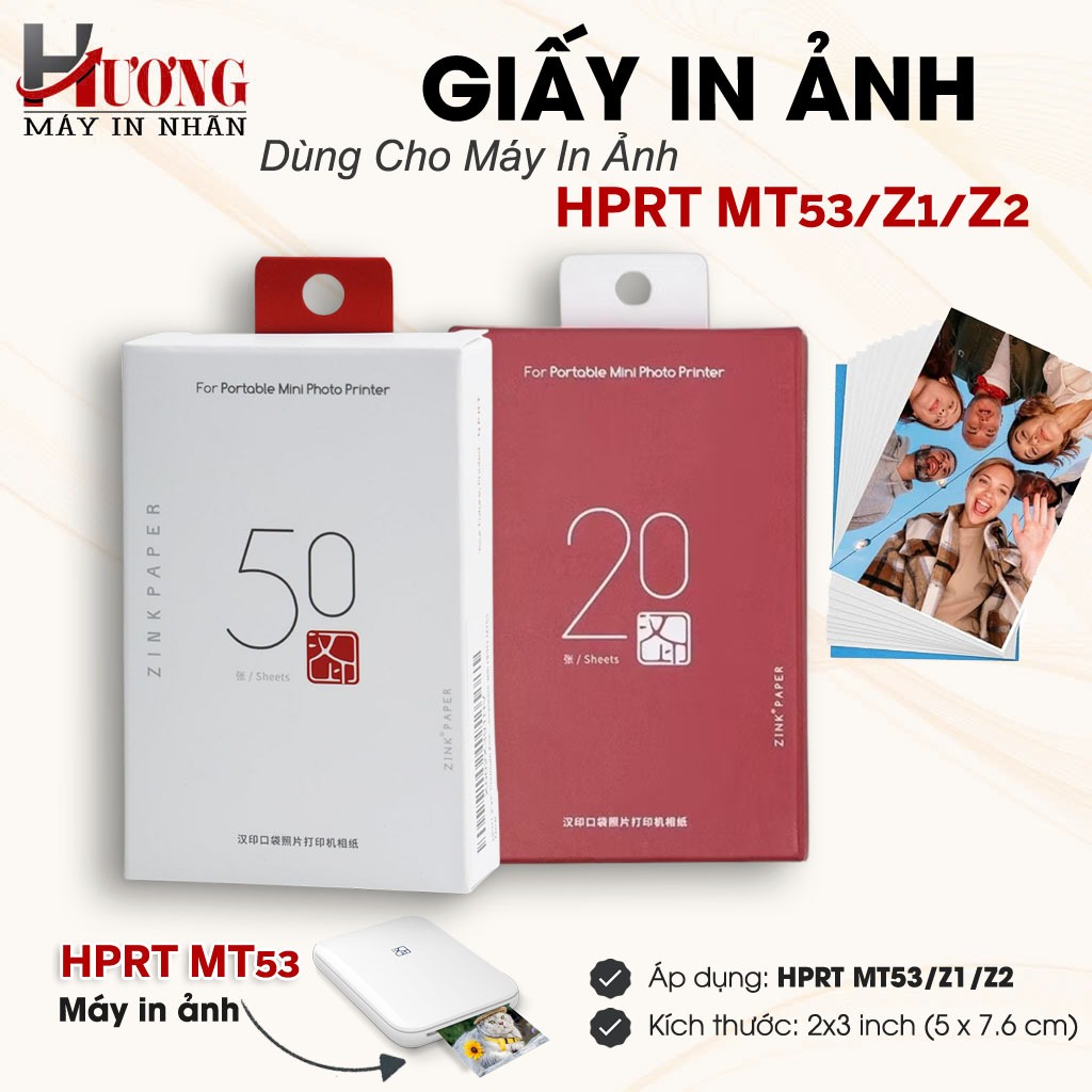 HPRT กระดาษภาพถ่ายความร้อน 2x3 นิ้วเข้ากันได้กับกล้อง MT53/Z1/Z2 - HCM Express