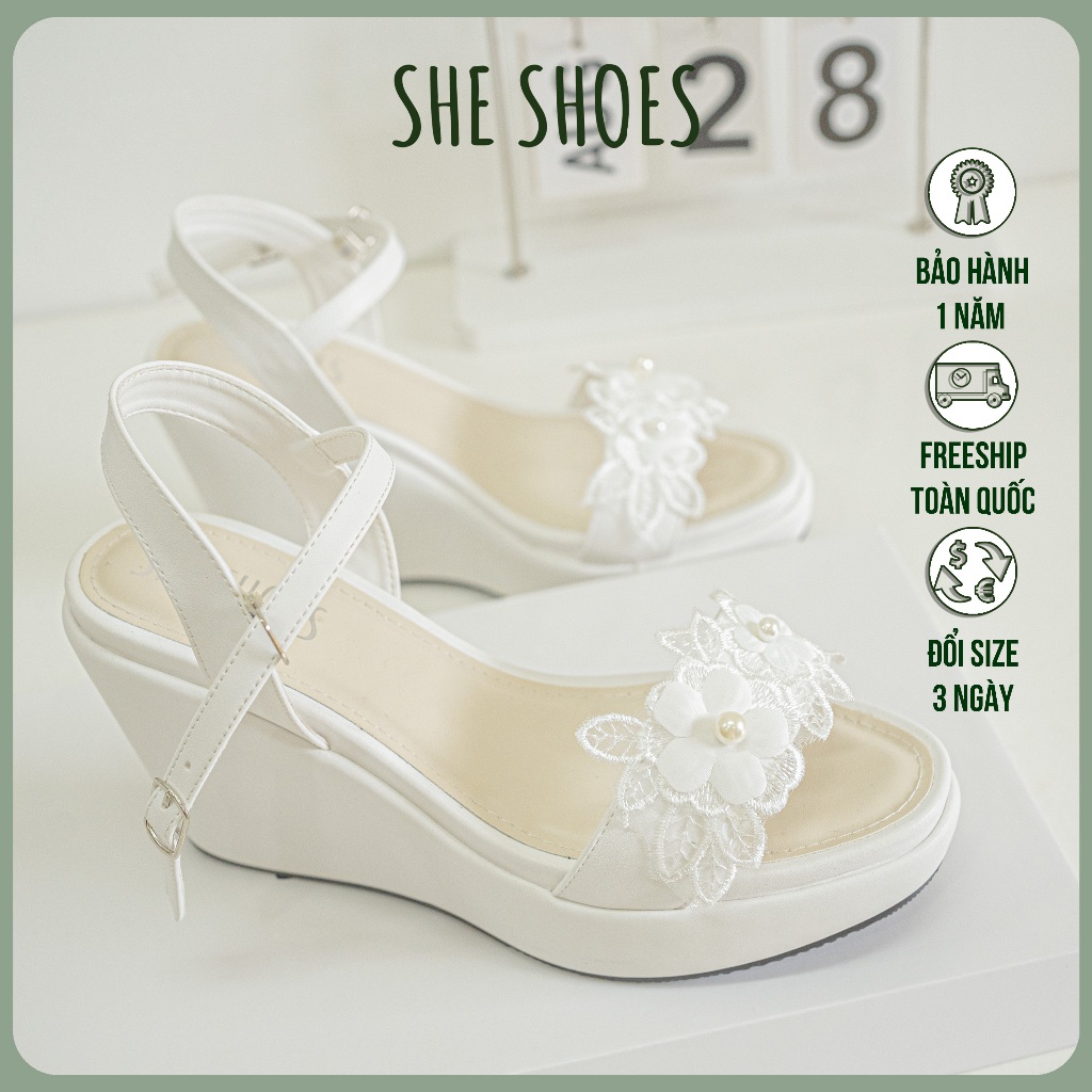 รองเท้าแตะ CANE SOLES 10P พร้อมดอกไม้สีฟ้าบริสุทธิ์ - SDX10002