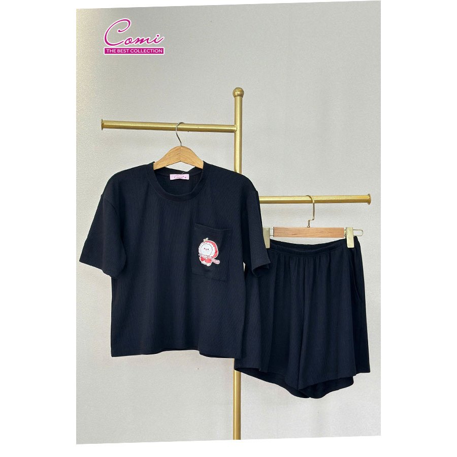 ชุดขาสั้นยางยืดแขนสั้นผู้หญิง CMT03 Comi Homewear ผ้าคอตตอน