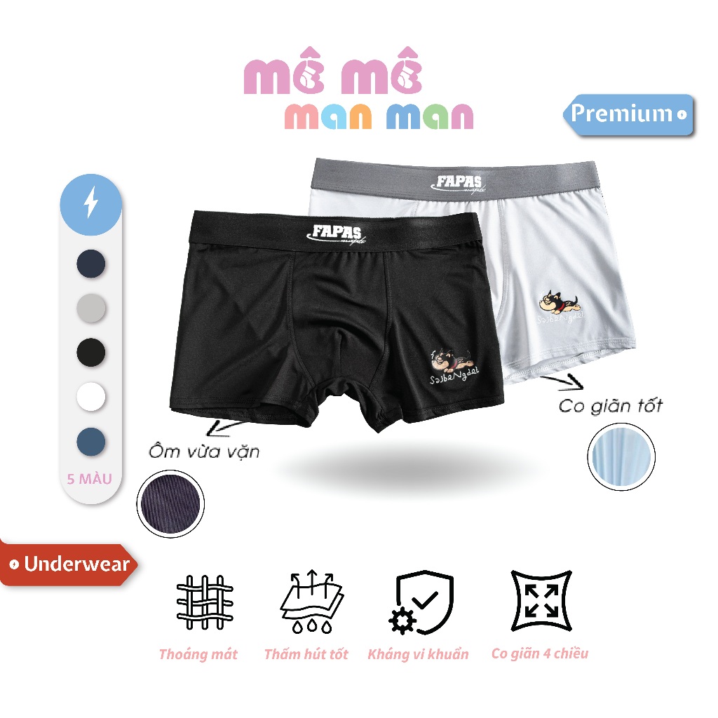 กางเกงในบ็อกเซอร์ชาย FAPAS ยืด 4 ทาง พรีเมี่ยม กางเกงในพิมพ์ลายทําจากวัสดุยางยืดนุ่มดูดซับเหงื่อ