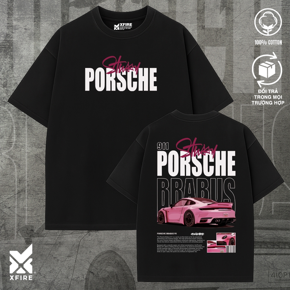 Xfire Porsche Brabus 911 Oversize เสื้อยืดผ้าฝ้าย Unisex 100% พิมพ์ลาย Streetwear Supercar