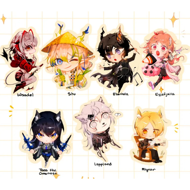 พวงกุญแจ Arknights [Shu, Lappland, Eyjafjalla, Texas, Wisadel, Evenholz, Mlynar]