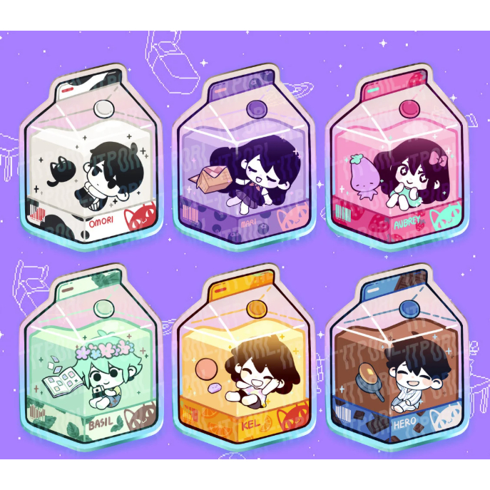 OMORI เซตนมพวงกุญแจ OMORI | เสน่ห์ซันนี่ เสน่ห์อบูเบรย์ เสน่ห์ศิลา เสน่ห์ฮีโร่ เสน่ห์มารี เสน่ห์โหระ