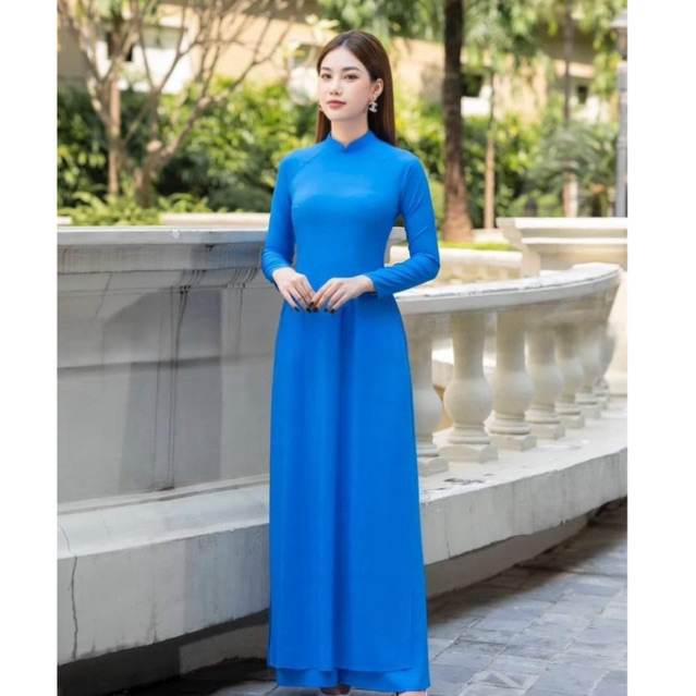 American Silk Green Ao Dai ทรงดั้งเดิม คอปก 3p