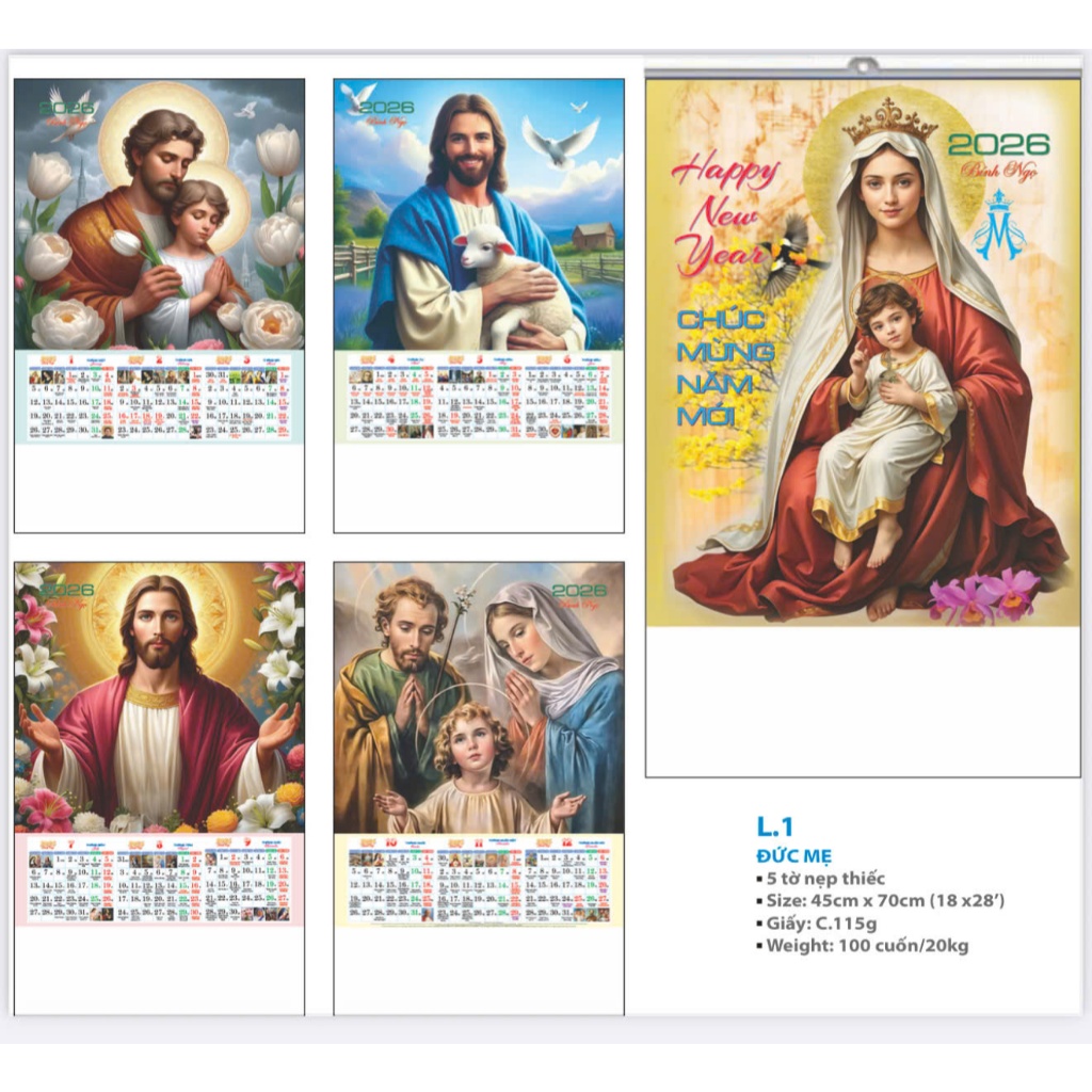 CALENDAR 2026 - 5 แผ่น CALENDAR - CATHOLIC CALENDAR