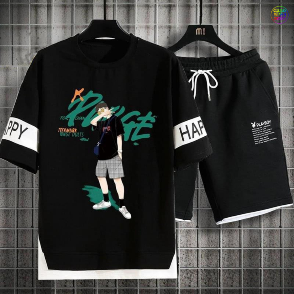 เสื้อผ้าผู้ชาย HAPPY เสื้อผ้าผู้ชายพิมพ์ลาย รุ่นใหม่ PLAYBOY - win99 C1