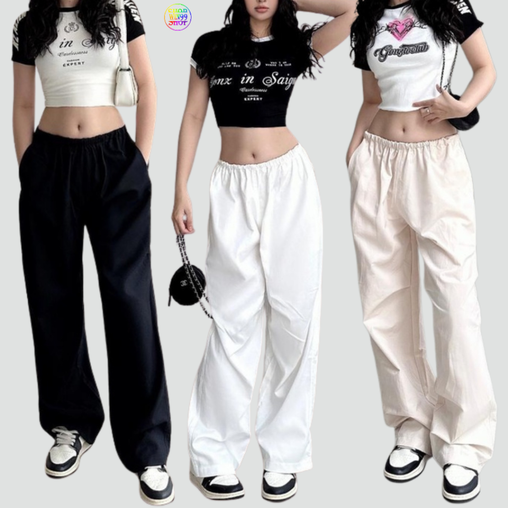 ขายาวเกาหลี ขาปล่อย BAGGY PANTS ทรง unisex สําหรับผู้ชายและผู้หญิง (มีไซส์ M, L, XL) มีหลายสี - Win9