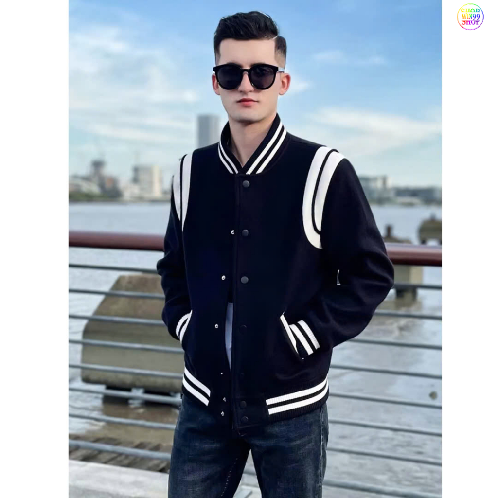 NEW YORK Bomber Jacket - สไตล์ผู้ชายและผู้หญิง WIN99 SHOP ทําจากผ้าสักหลาด C1