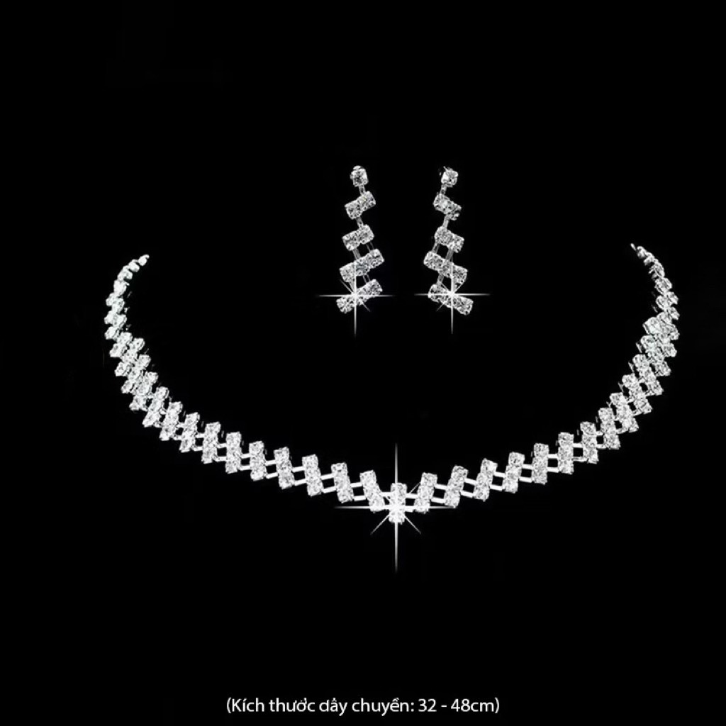 IK ชุดเครื่องประดับสตรีสร้อยคอและต่างหูพร้อมหินเพทายคุณภาพสูงประกายสําหรับงานปาร์ตี้หรูหรา N10