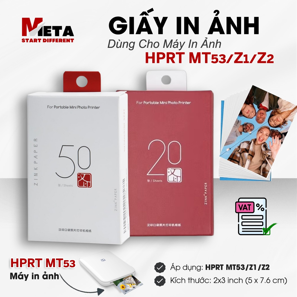 HPRT กระดาษภาพถ่ายความร้อน 2x3 นิ้วเข้ากันได้กับกล้อง MT53/Z1/Z2 - HCM Express