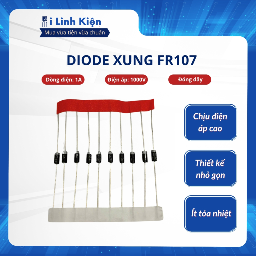 FR107 Pulse Diode 1A 1000V DIP ไมค์แบบมีสายแท้ (10c) ilinhkien