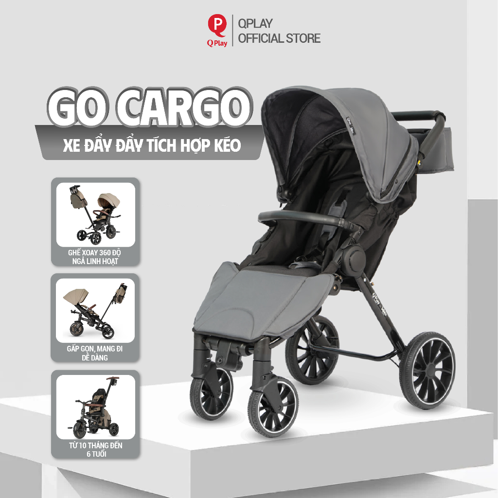 [Mamas Choice] รถเข็นพับแปลงร่าง Qplay Go Cargo 2-in-1 สําหรับทารกตั้งแต่ 6 - 36 เดือน รถเข็นเด็กอัจ