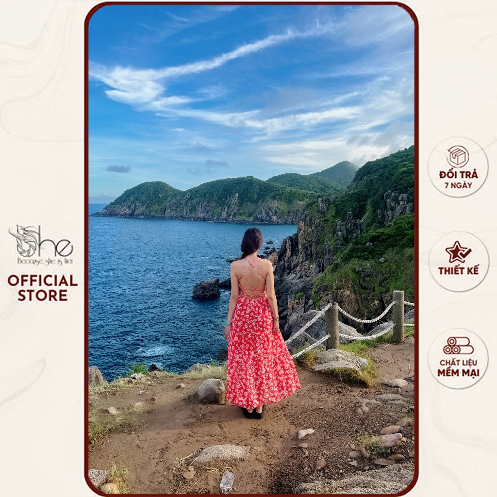 เธอชุดชายหาดคล้องคอชุดแม็กซี่ปาร์ตี้ถักด้านหลังเซ็กซี่ SDX122