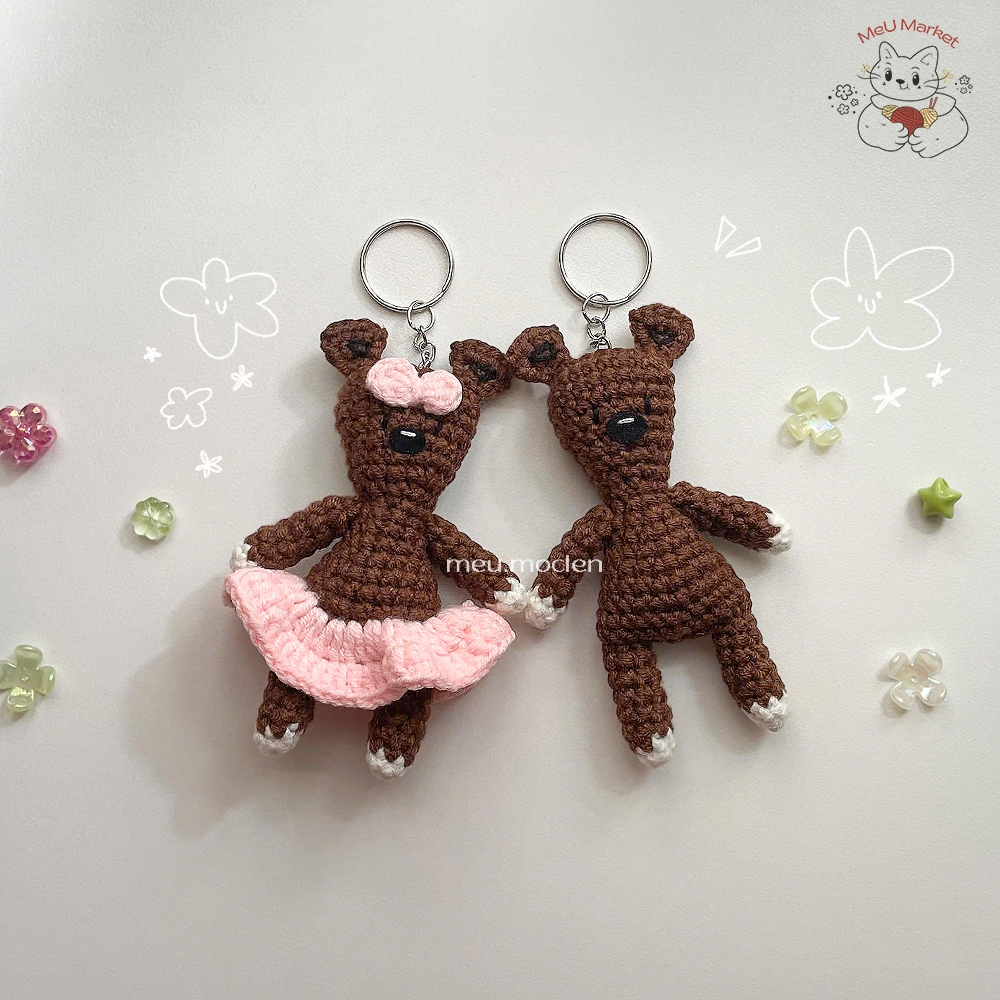 พวงกุญแจ Mr Bean Teddy Bear - พวงกุญแจไหมพรมแฮนด์เมด