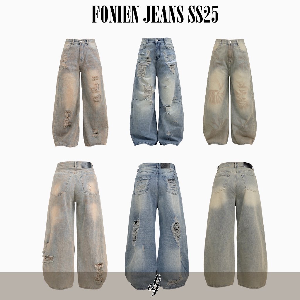 [ FONIEN JEANS SS25 - BEFORE TET ] กางเกงยีนส์ขากว้างทรงหลวม ยาวพิเศษ ทรงแฮ็ค เหมาะสําหรับหลายโอกาส | โดย DANJI