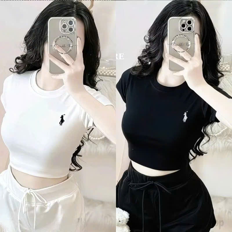 COMBO เสื้อ babytee คอกลมปักม้าในยางยืดผู้หญิงขนาดใหญ่ 60-90kg - A111