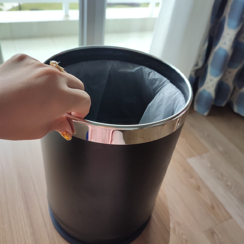 2-LAYER OFFICE TRASH BIN - สีดํา C-012, สีดํา 2-LAYER TRAASH BIN