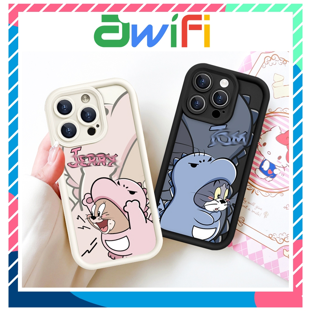 Jery T0m กล้องขอบสูง iphone Case 6s/6plus/7/8/plus/x/xs/11/12/13/14/15/pro/max/plus/promax - เคส Awi