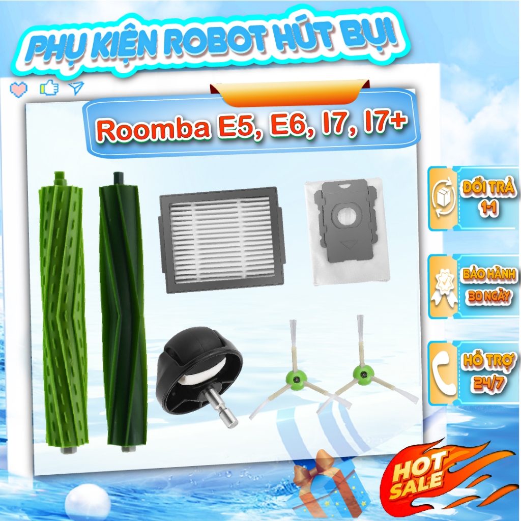 IROBOT ROOMBA E5/ E6/ I7/ I7+ อุปกรณ์เสริมเครื่องดูดฝุ่นหุ่นยนต์ iROBOT คุณภาพ - ถุงขยะ แปรง ล้อ...