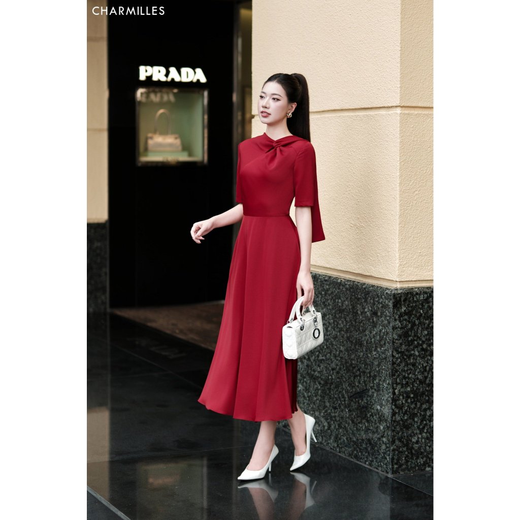 CHARMILLES dress เดรสคอบาน 25MD357DM