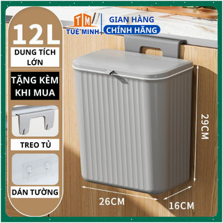 Thùng Rác Dán Tường Treo Tủ Bếp 12L Nắp Lật thông minh Tiện Dụng Cho Nhà Bếp Gắn Trong Nhà Vệ Sinh