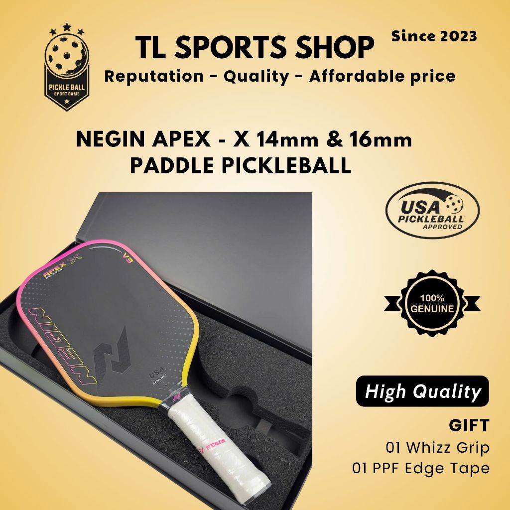 Negin Apex Pickleball Racket NFC Chip 14mm&16mm คุณภาพสูง ของแท้ - การควบคุมดีมาก ชิป NFC