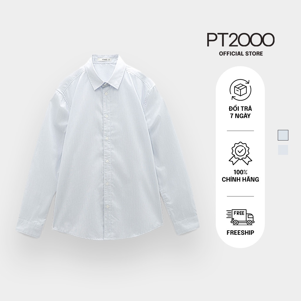 เสื้อเชิ้ตแขนยาวผู้ชาย PT2000 ผ้าคอตตอน ทรง Regular เรียบหรู หรูหรา (SMM-N917)