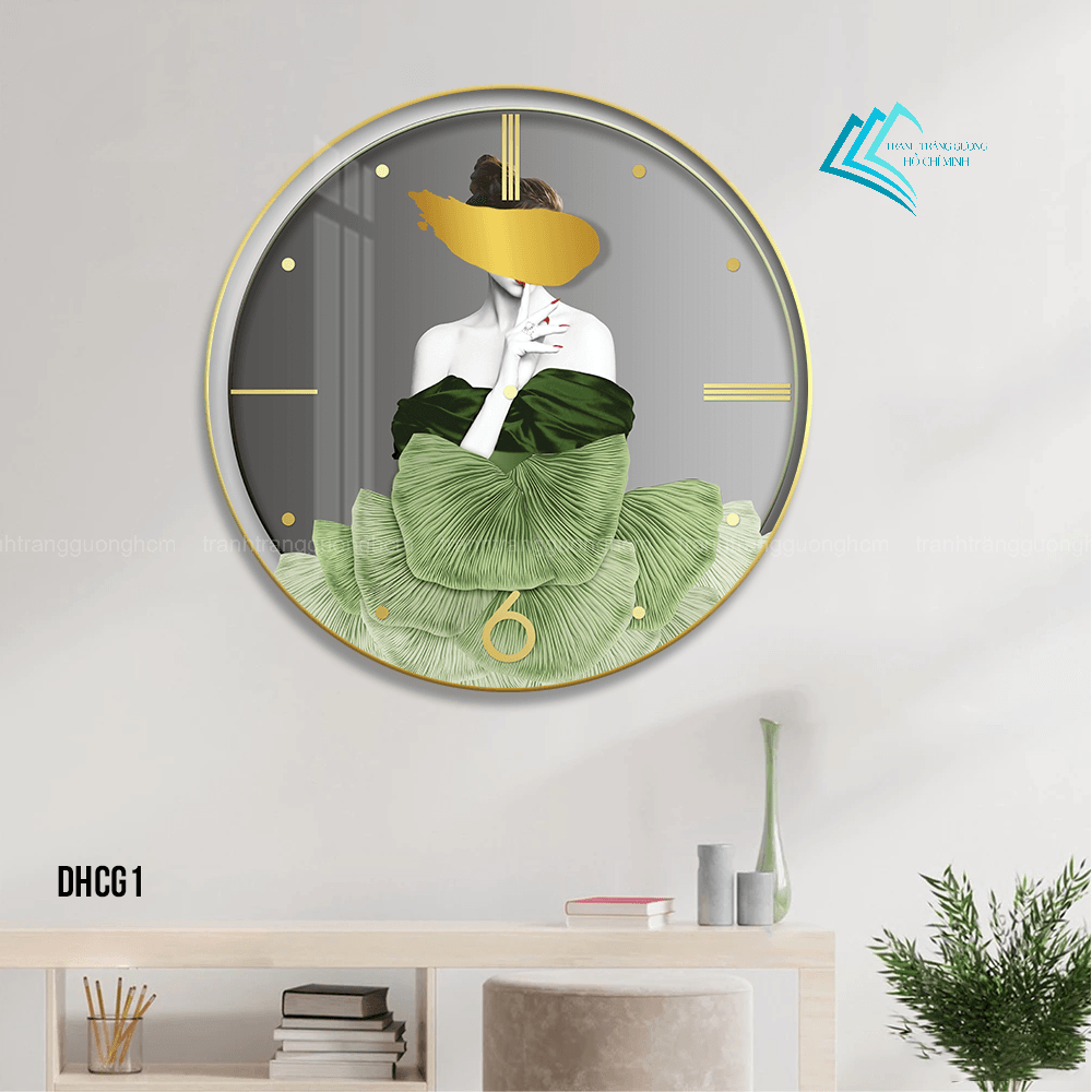 Mirror Wall Clock Painting - Artistic Girl Painting ลายทรงกลมสําหรับตกแต่งห้อง - กรอบโค้งมนทันสมัย