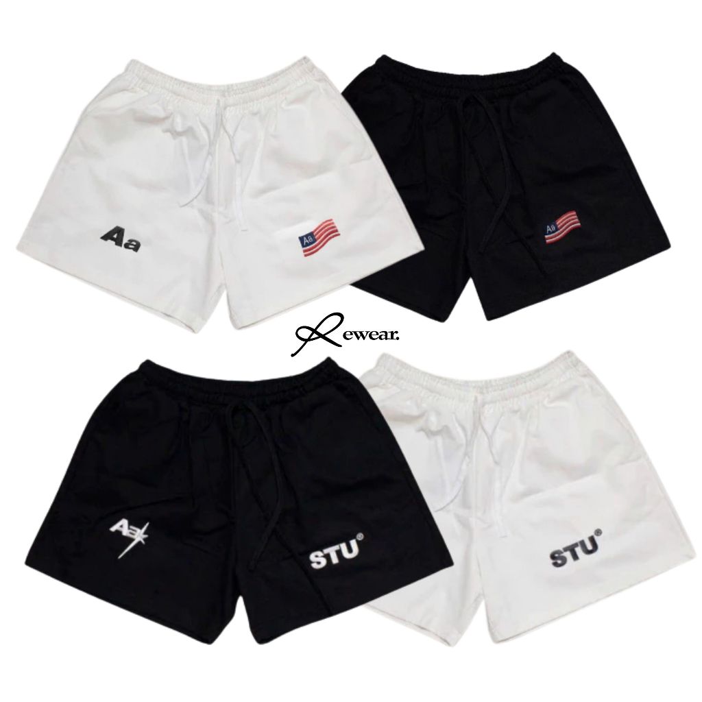 Aa Studio กางเกงขาสั้นสีกากีหนา Unisex