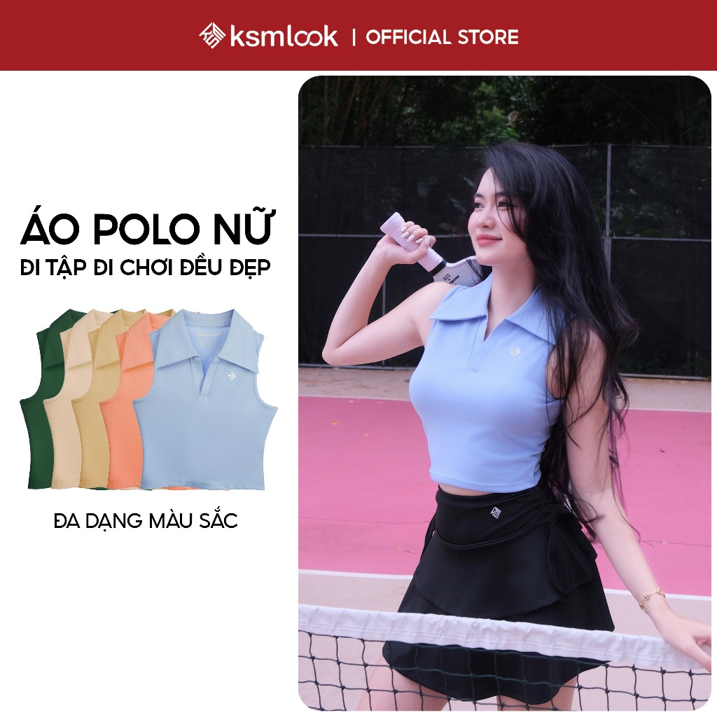 KSMOOK เสื้อโปโลกีฬาผู้หญิง เสื้อยืดผู้หญิงคอปกเท่ๆ ยืด 4 ทิศทาง เหมาะสําหรับ Pickleball แบดมินตัน เ