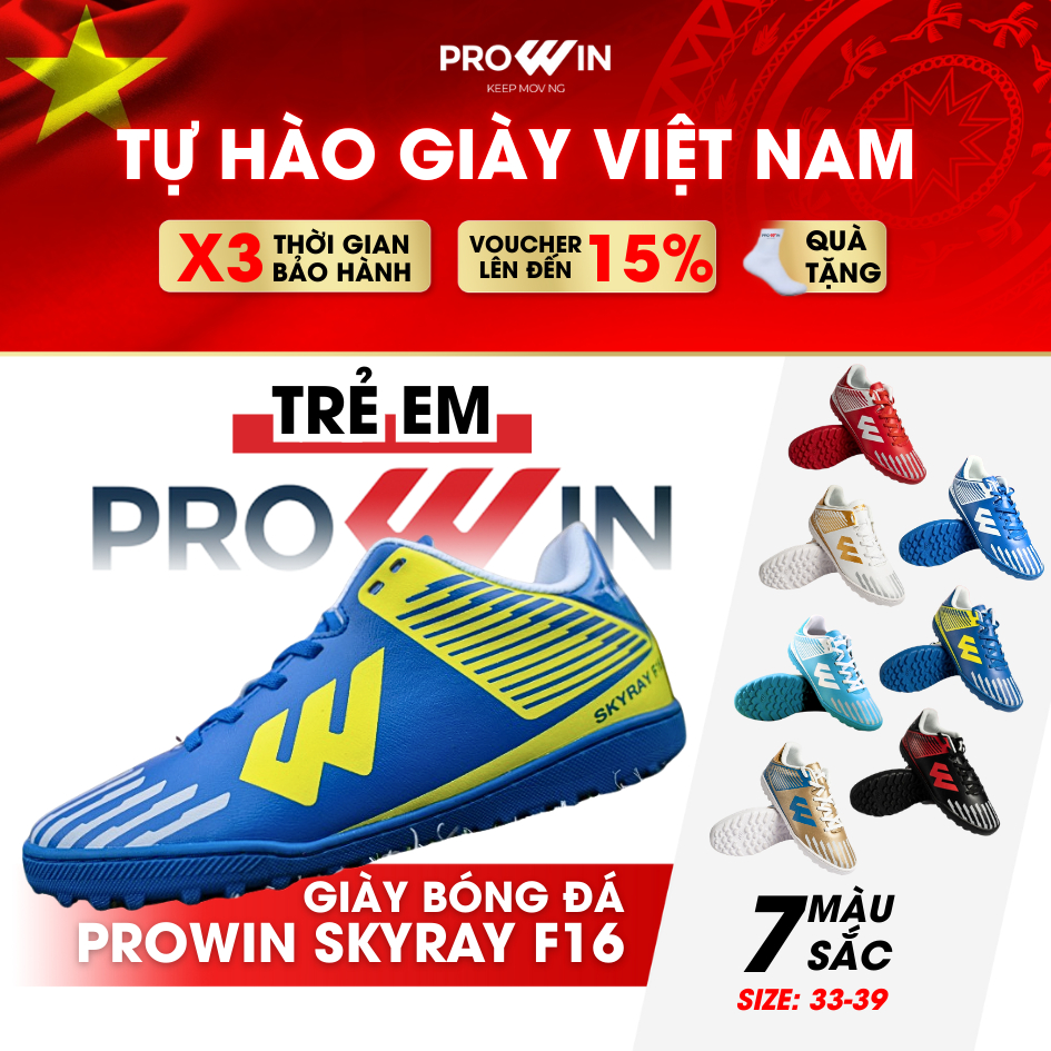 รองเท้าฟุตบอลเด็ก | Prowin Skyray F16 รองเท้าฟุตบอลสนามหญ้าเทียมเย็บแต่เพียงผู้เดียว 100% น้ําหนักเบ