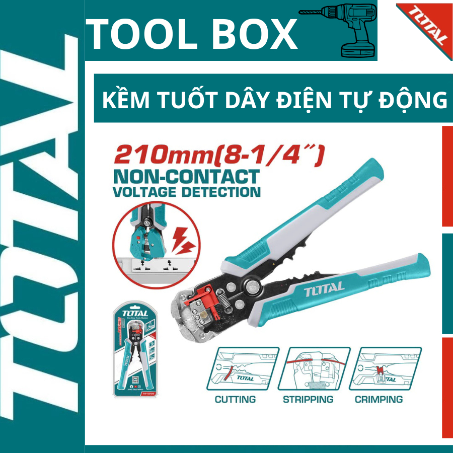 TOTAL THT เครื่องปอกสายไฟอัตโนมัติอัจฉริยะ152429 การตรวจจับแรงดันไฟฟ้าแบบไม่สัมผัสที่มีอยู่